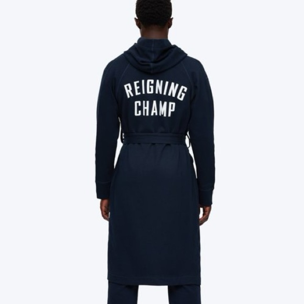 Reigning Champ Terry Hooded Robe Navy